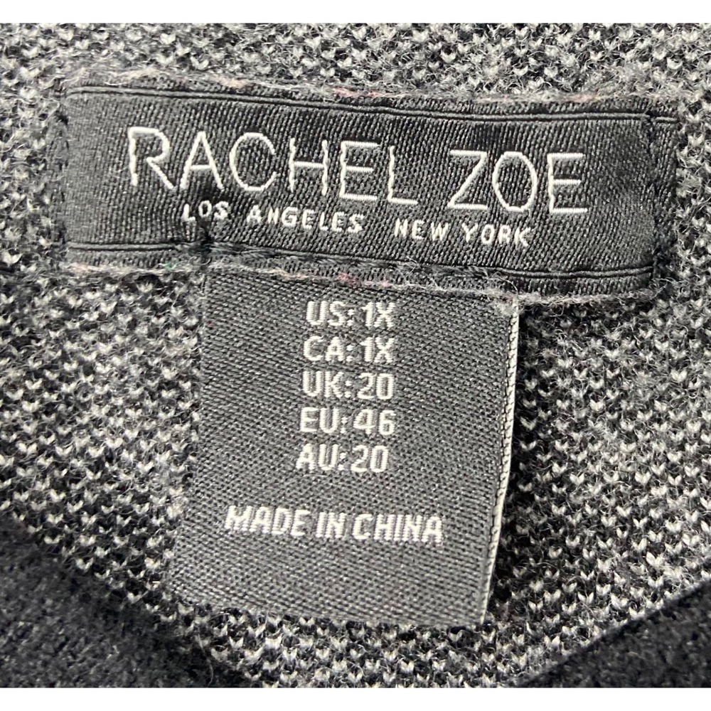 Rachel Zoe Black White Windowpane Plaid Open Front Cardigan Sweater Plus Size 1X - Picture 3 of 12